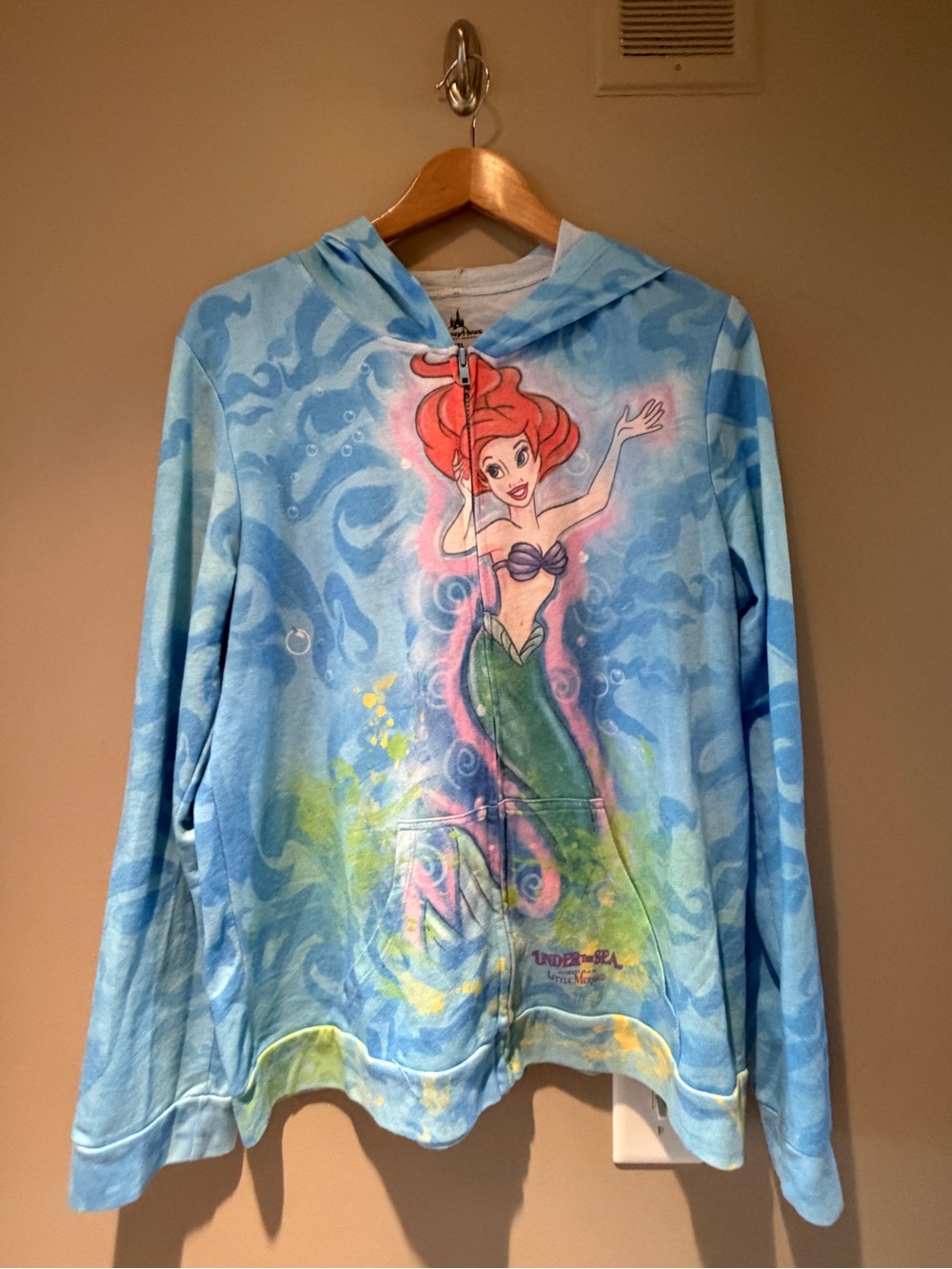 Disney The Little Mermaid Ariel faux paint Hooded Zip Sweatshirt 3X